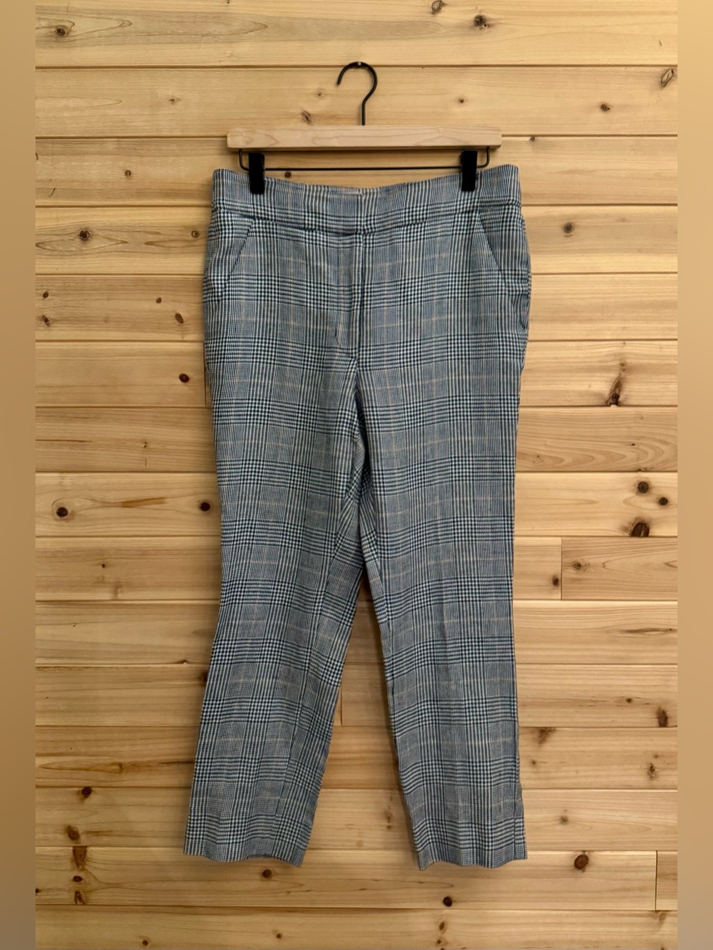 Veronica Beard 8 Gemini Linen Blend Plaid Trousers Crop Academia Office Career